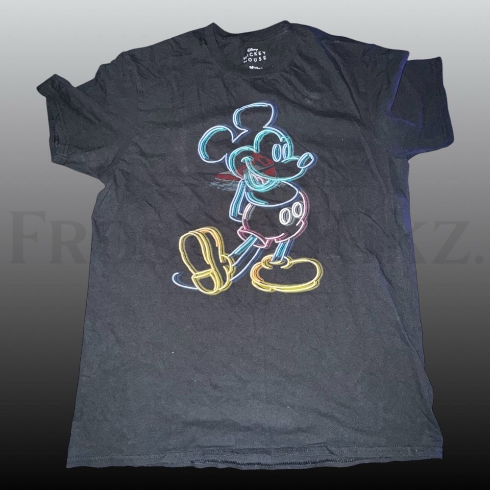 Disney's Mickey Mouse Neon Outline Tee Sz M - Worn